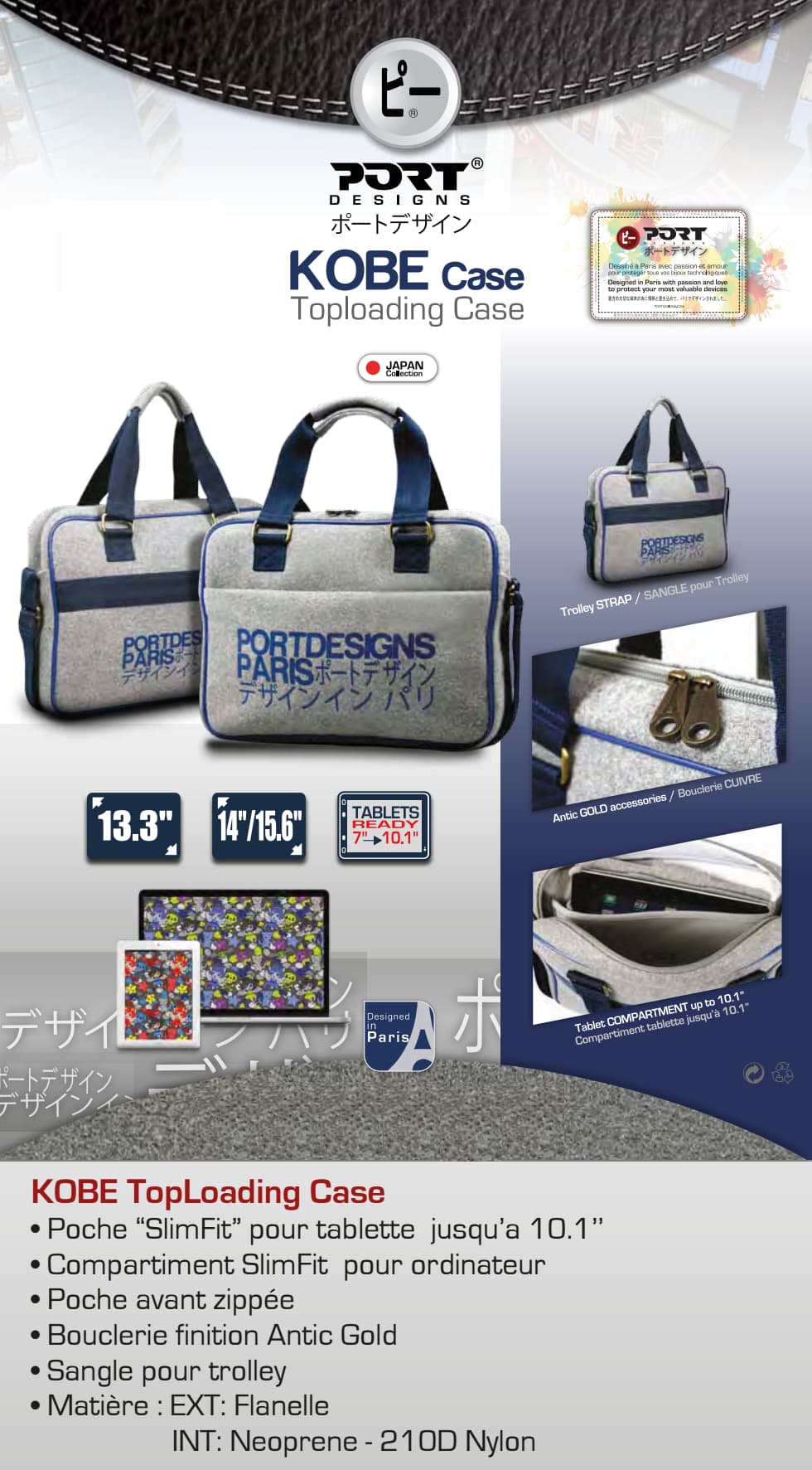 Sacoche KOBE Top Loading 13,3'' - Port Designs