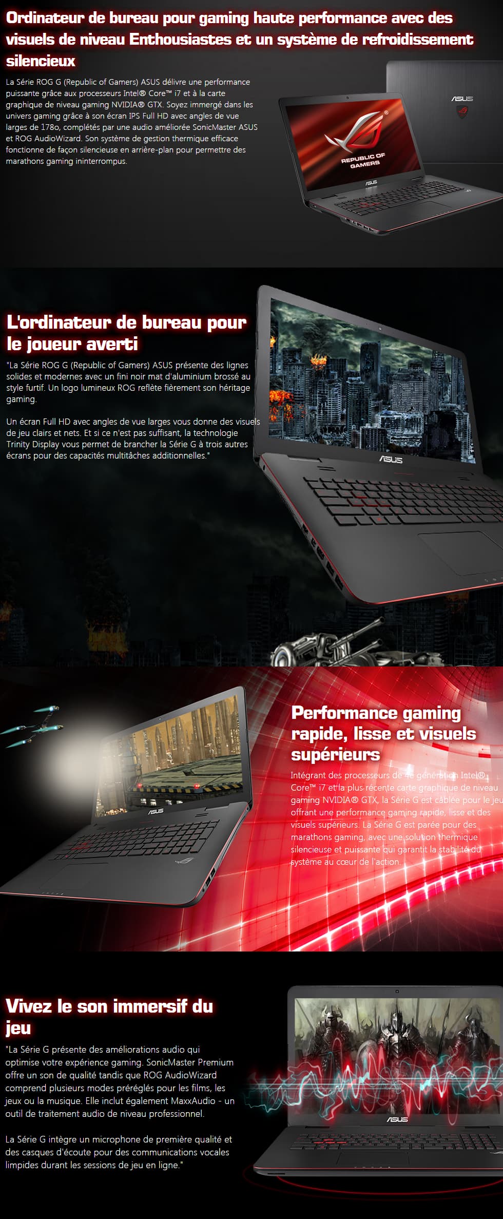 PC Portable Gaming Asus ROG G series G771JW-T7210T avec un sac, souris, casque Offerts