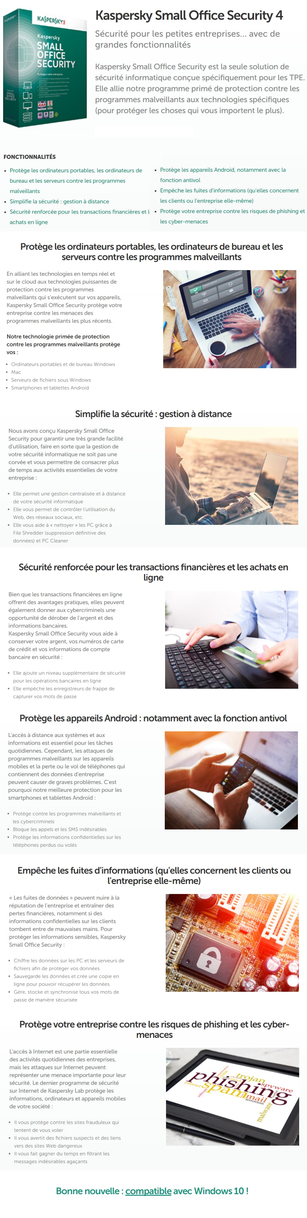 Kaspersky Small Office Security version 4.0 (10 postes + 1 serveur, 1 an)