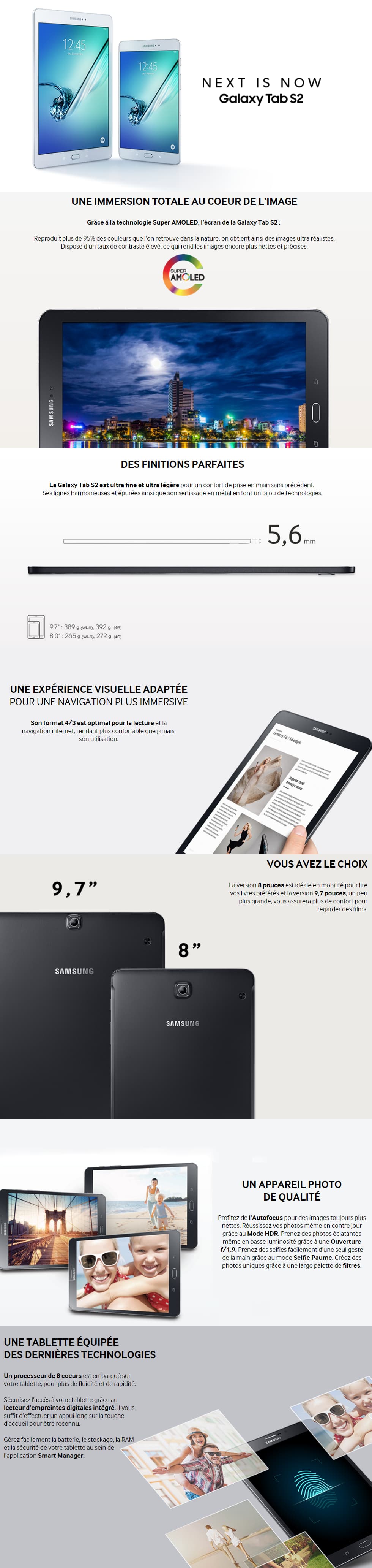 Tablette tactile 4G Samsung Galaxy Tab S2 - 9,7"