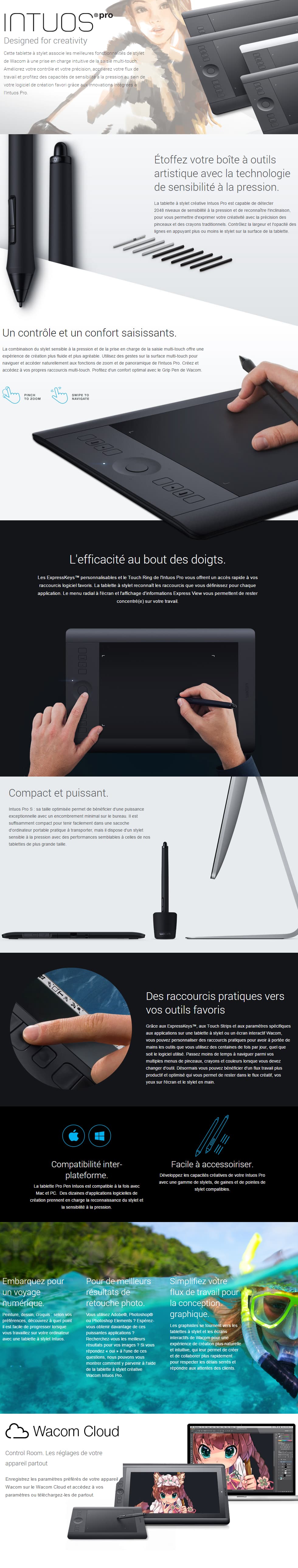 Tablette graphique professionnelle multi-touch Wacom Intuos Pro Small (PTH-451-FRNL)