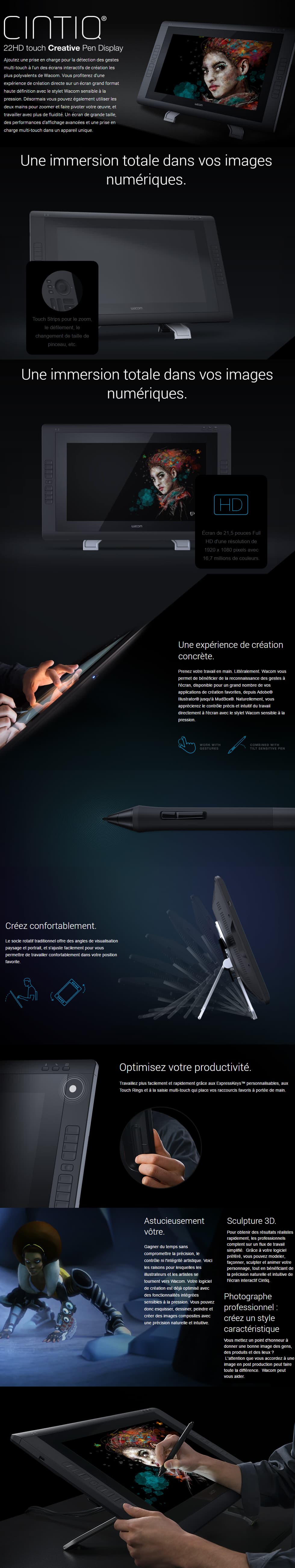 Tablette Graphique Wacom Cintiq 22HD Touch - 21,5" (DTH-2200)