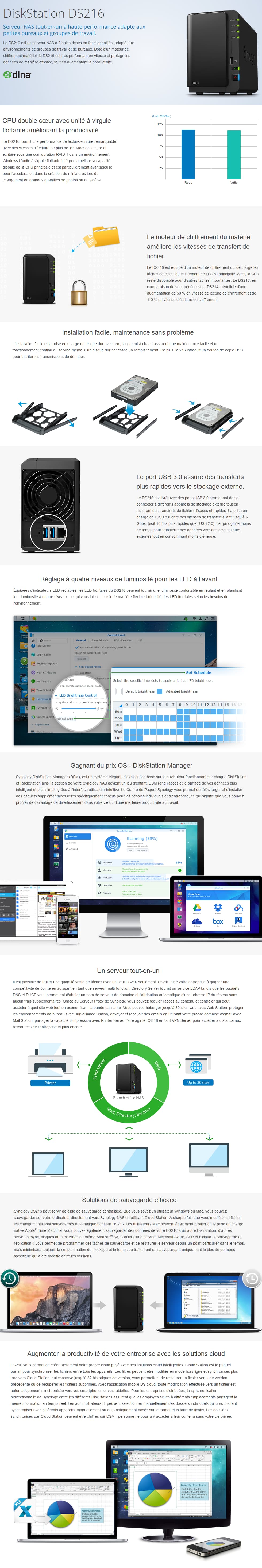 Serveur NAS compact à 2 baies Synology DiskStation DS216