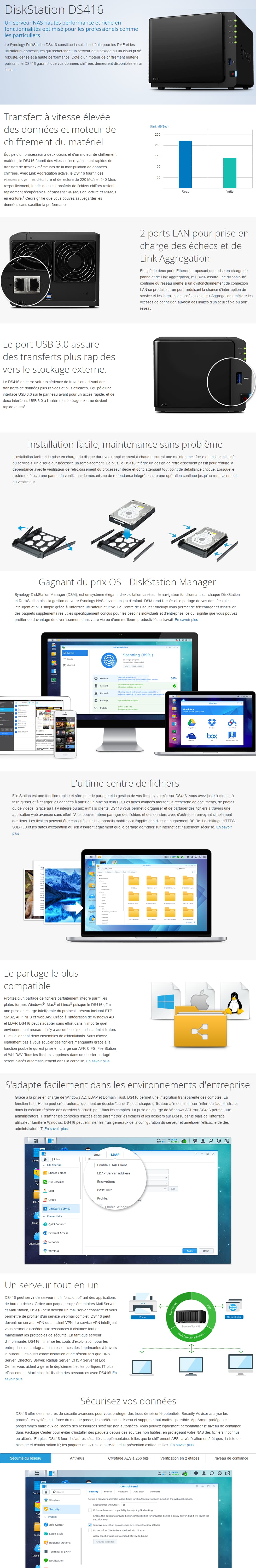 Serveur NAS hautes performance à 4 baies Synology DiskStation DS416