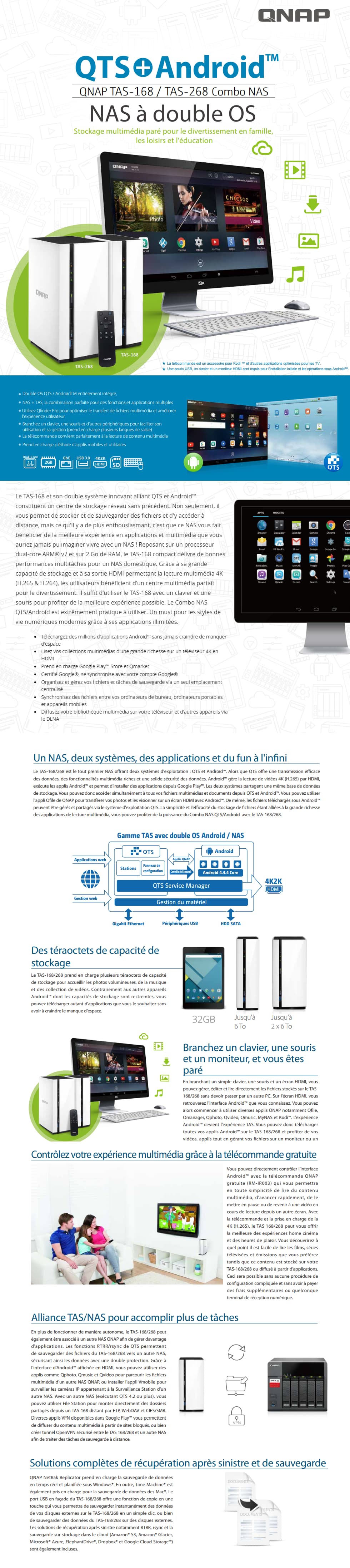 Serveur NAS compact 1 baie QNAP TAS-168