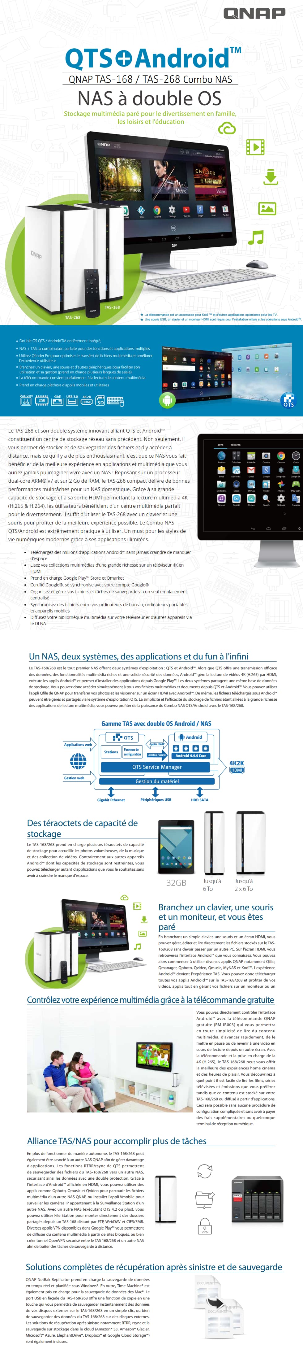 Serveur NAS compact 2 baies QNAP TAS-268