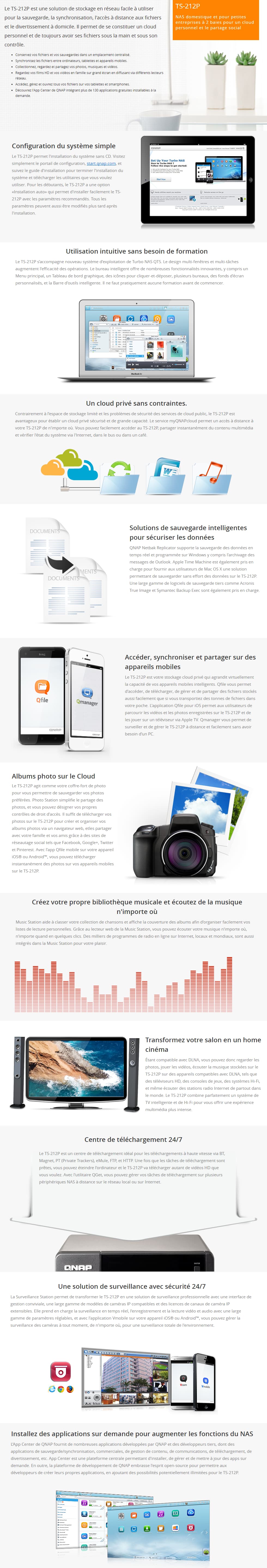 Serveur NAS multimédia 2 baies QNAP TS-212P
