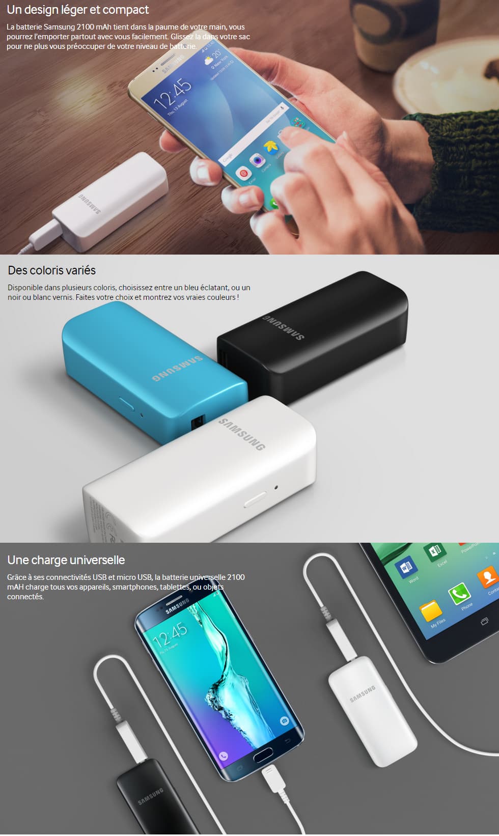 Batterie de secours portable Samsung 2100 mAh