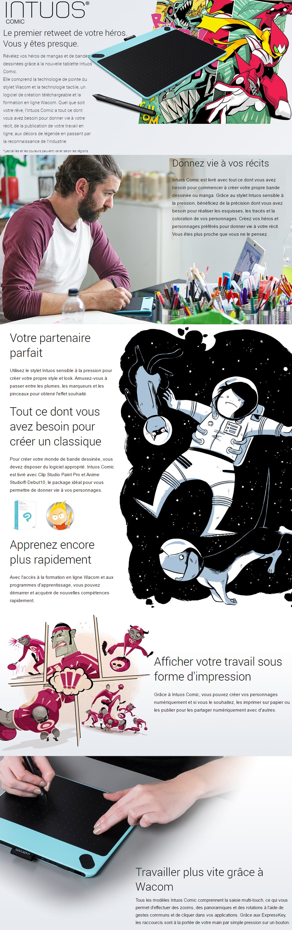Tablette graphique Wacom Intuos Comic - Moyenne (CTH-690CK-S)