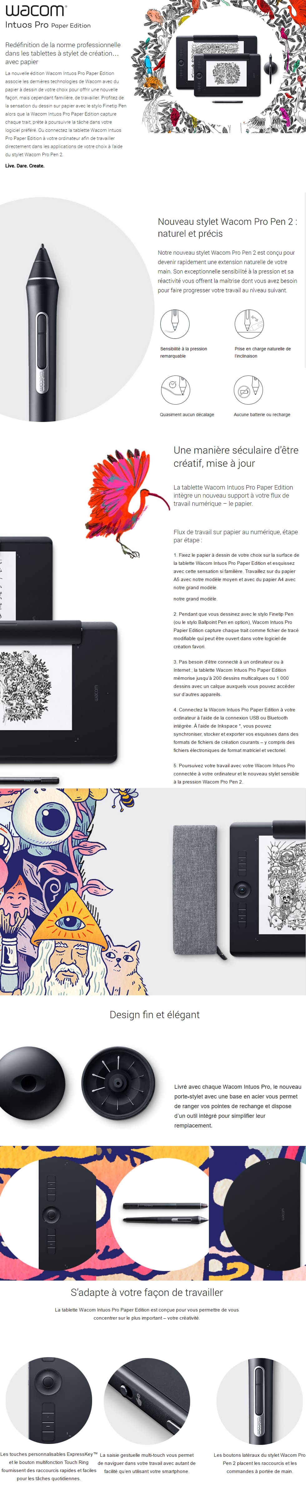 Tablette graphique professionnelle multi-touch Wacom Intuos Pro Medium Paper Edition