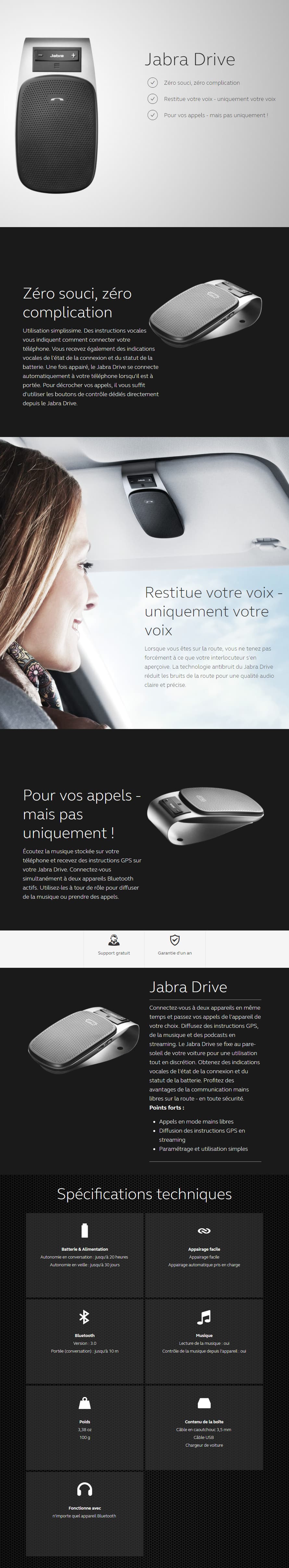 Kit mains libres Jabra Bluetooth pour voiture (100-49000000-69)
