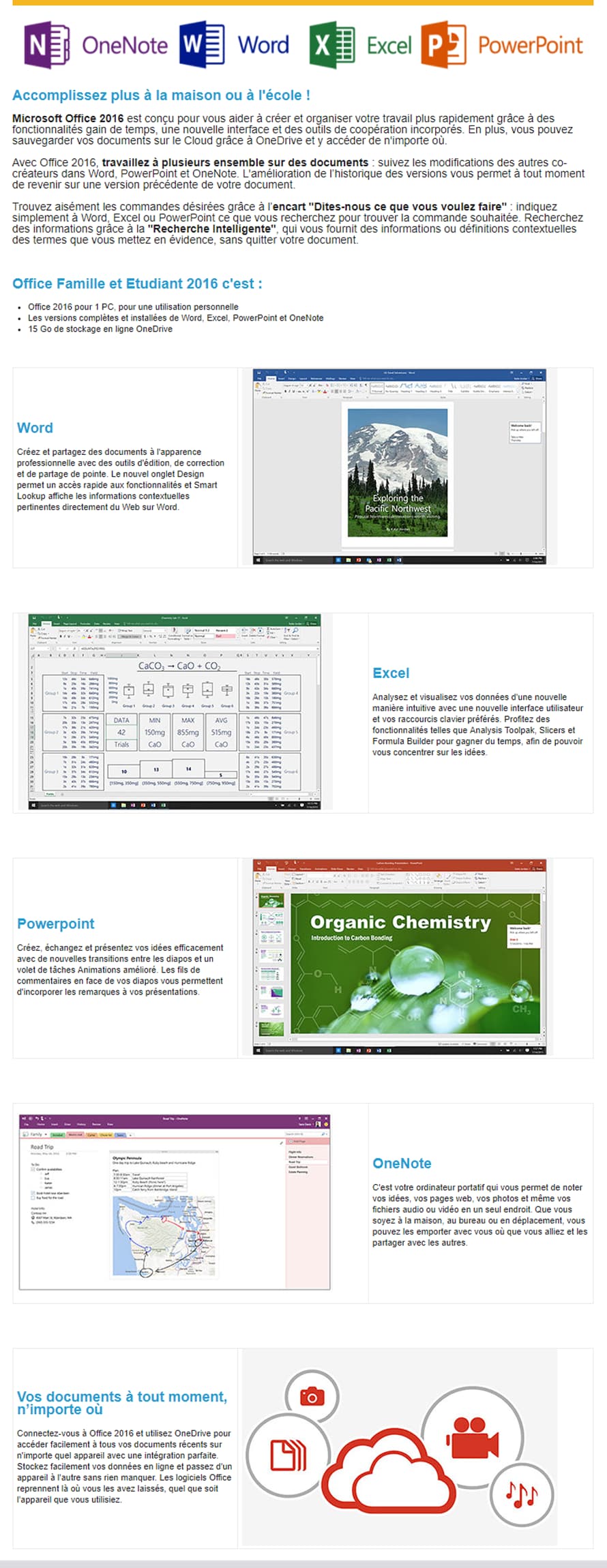 Microsoft Office Famille et Étudiant 2016 pour Windows – Français (79G-04602)