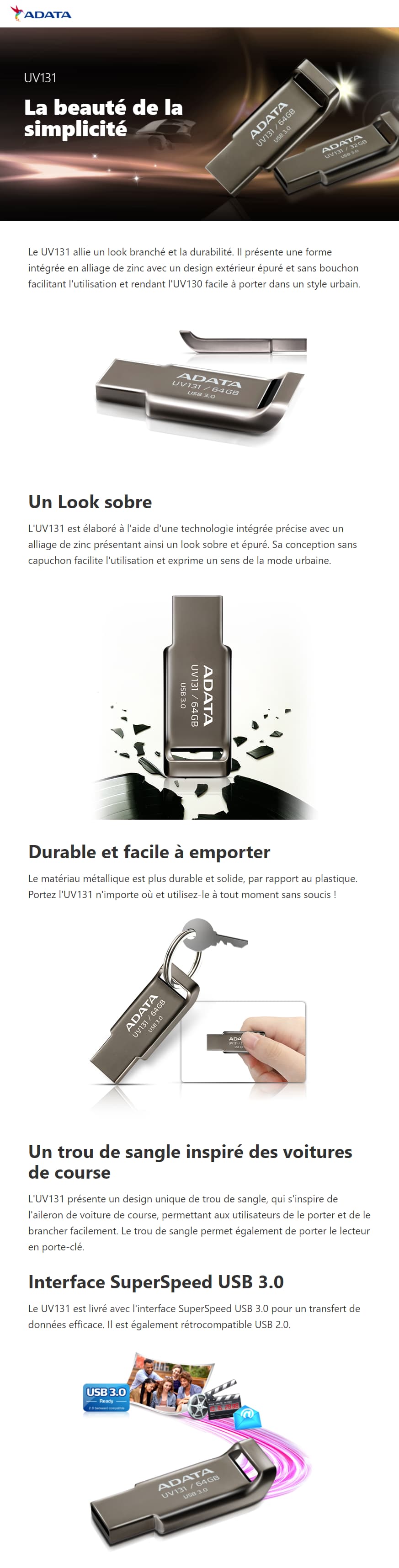 Lecteur Flash USB ADATA UV131