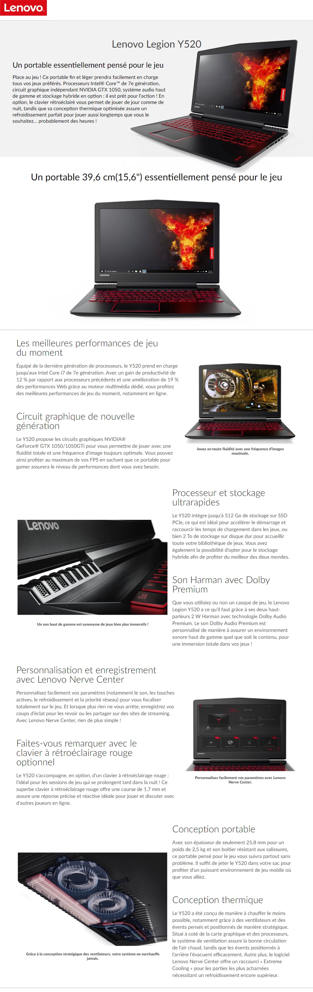 Ordinateur Portable Lenovo Legion Y520 (80WK01E2FE)