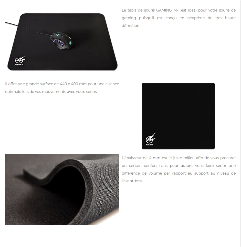 Tapis PortDesigns pour Souris de Jeu - AROKH - 40 x 44 Cm (901650)