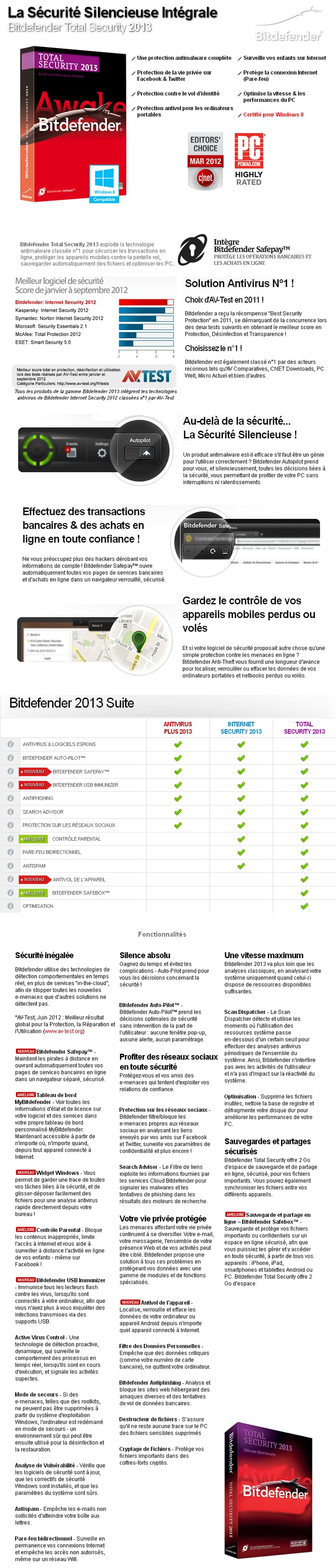 Bitdefender Total Security 2013 2 ans/ 3 postes