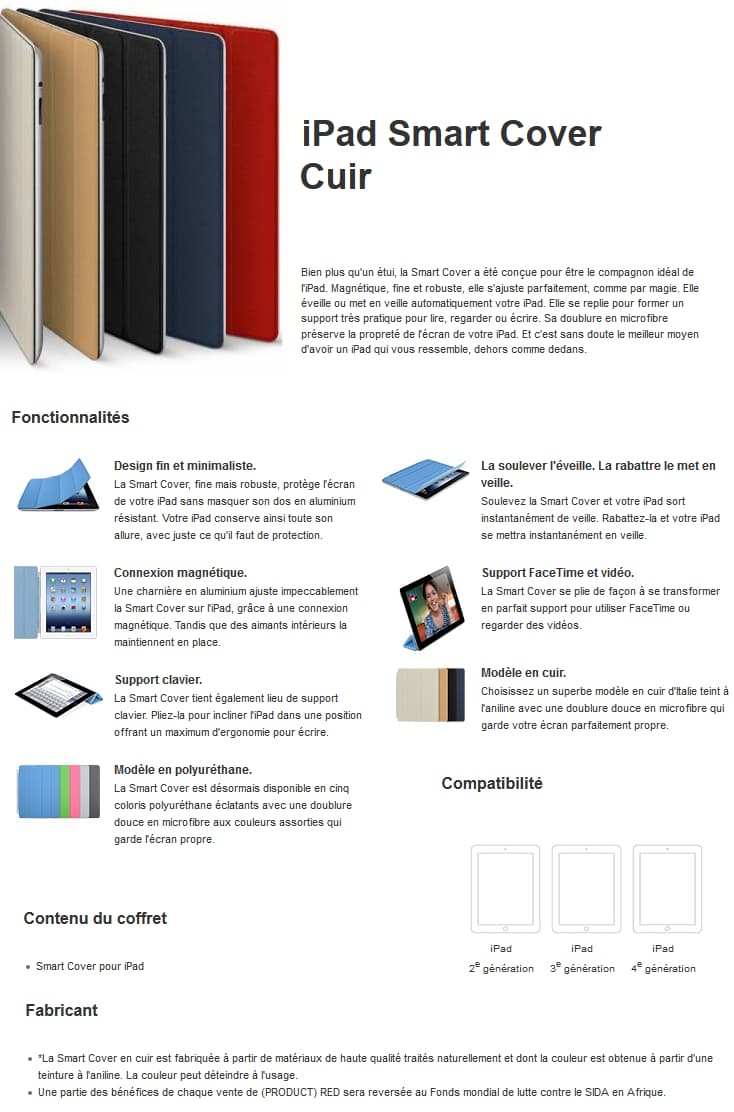 Apple Smart Cover pour iPad - Cuir