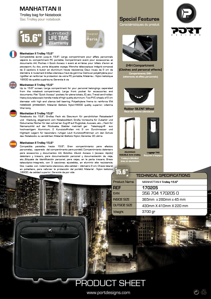 Manhattan II TROLLEY 15,6'' - Port Designs
