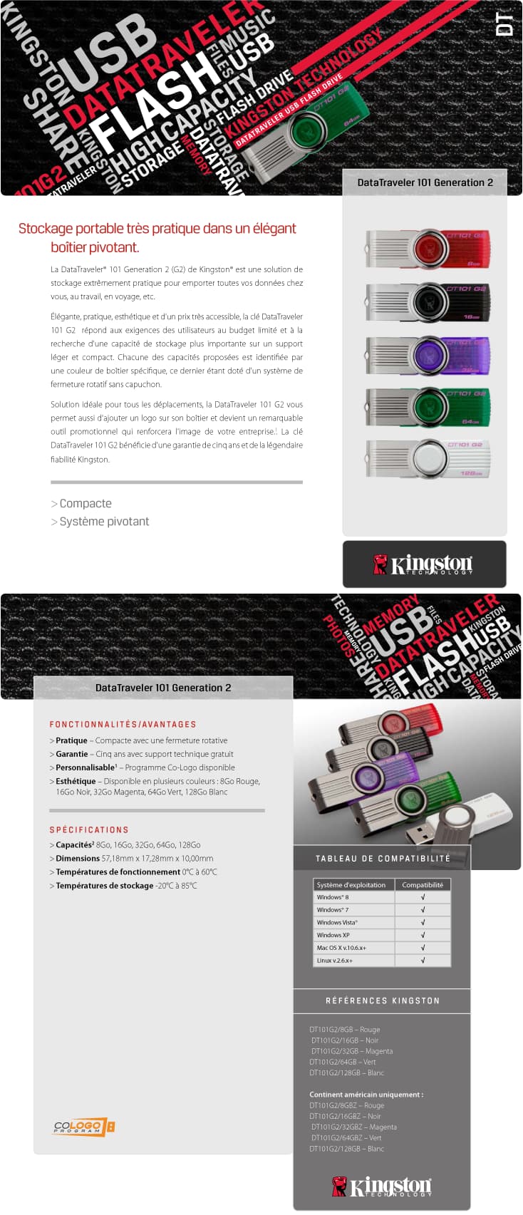 Clé USB Kingston DataTraveler 101 Generation 2 (G2) - 16 GB