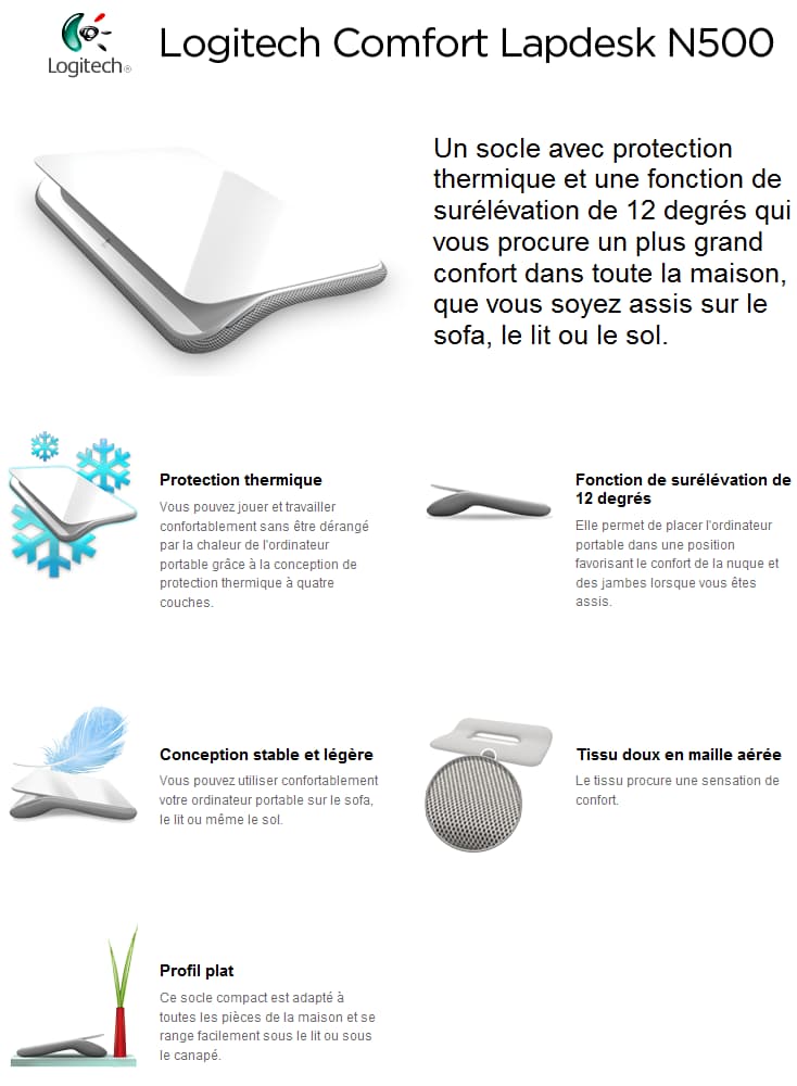 Logitech Comfort Lapdesk N500 support pour ordinateur