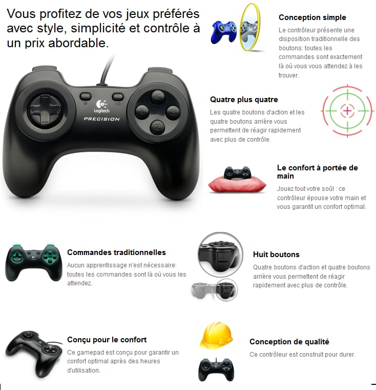 Logitech Precision Gamepad pour PC - USB