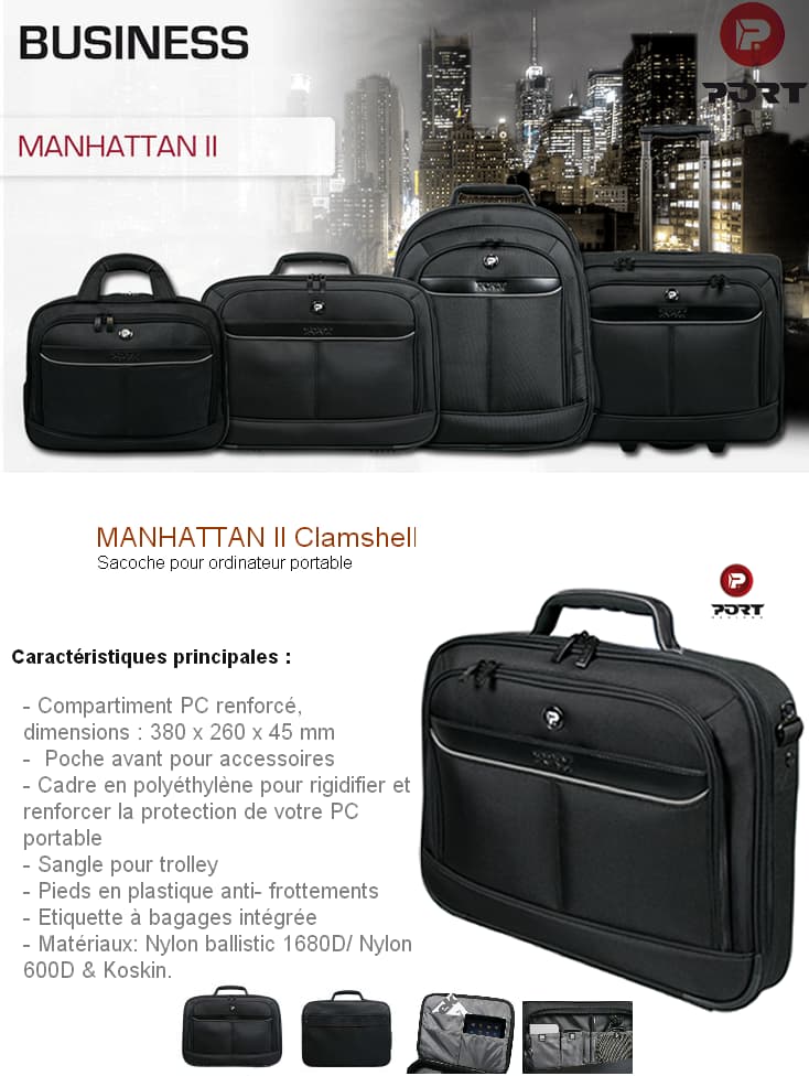 Sacoche MANHATTAN 2 Clamshell pour PC 15,6'' - Port Designs