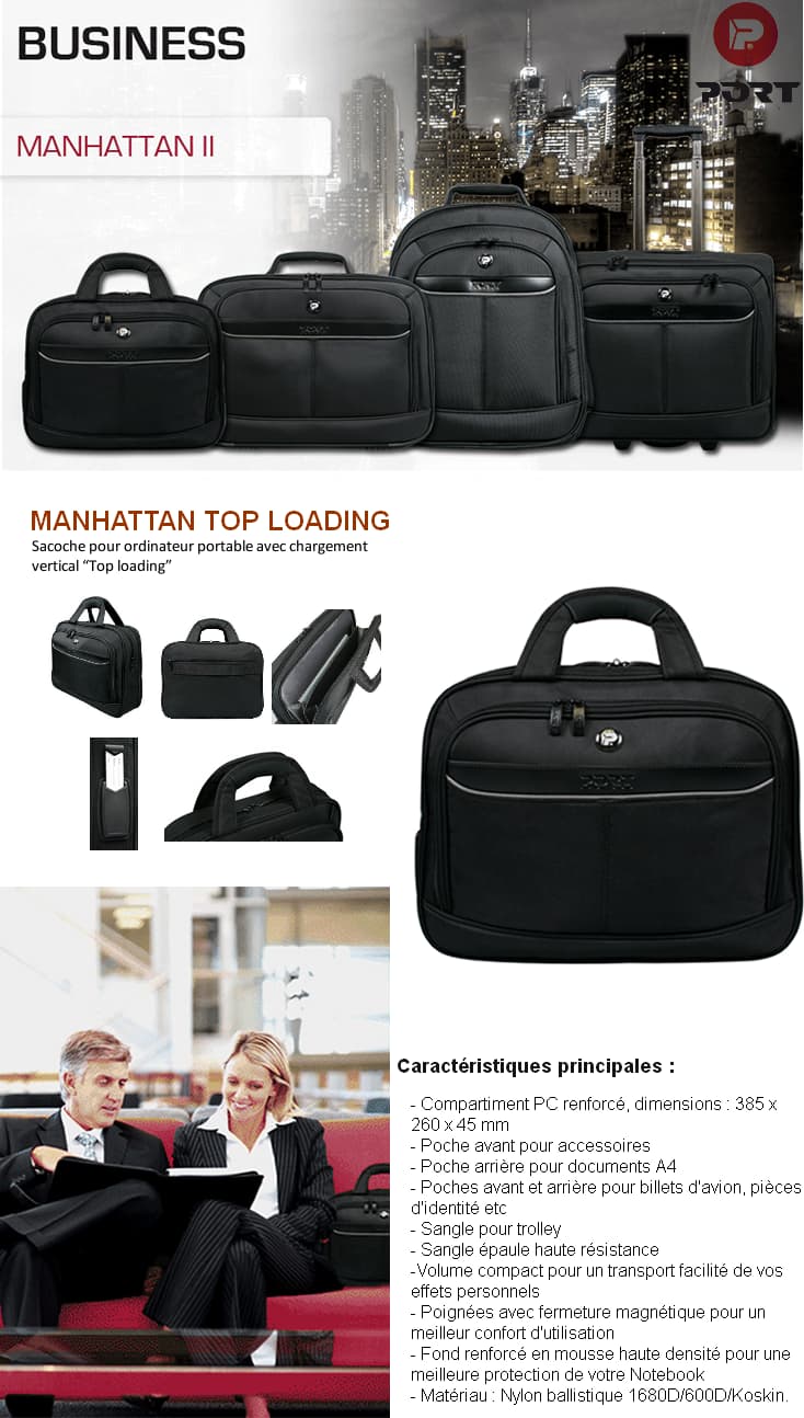 Sacoche MANHATTAN 2 Top Loading pour PC 15,6" - Port Designs