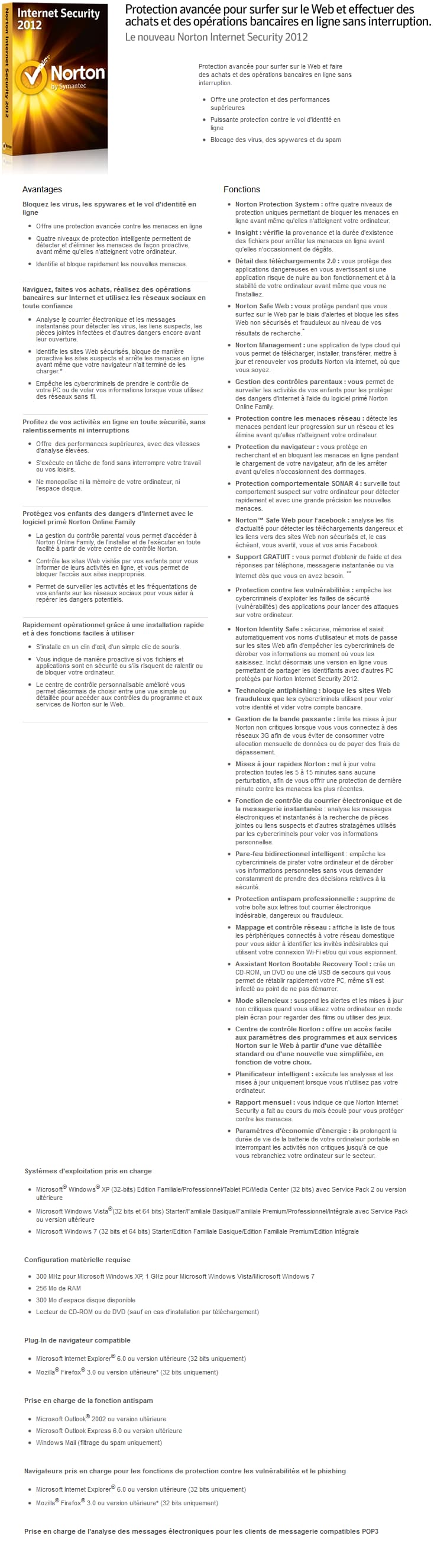 Norton Internet Security 2012 1an/3PCs
