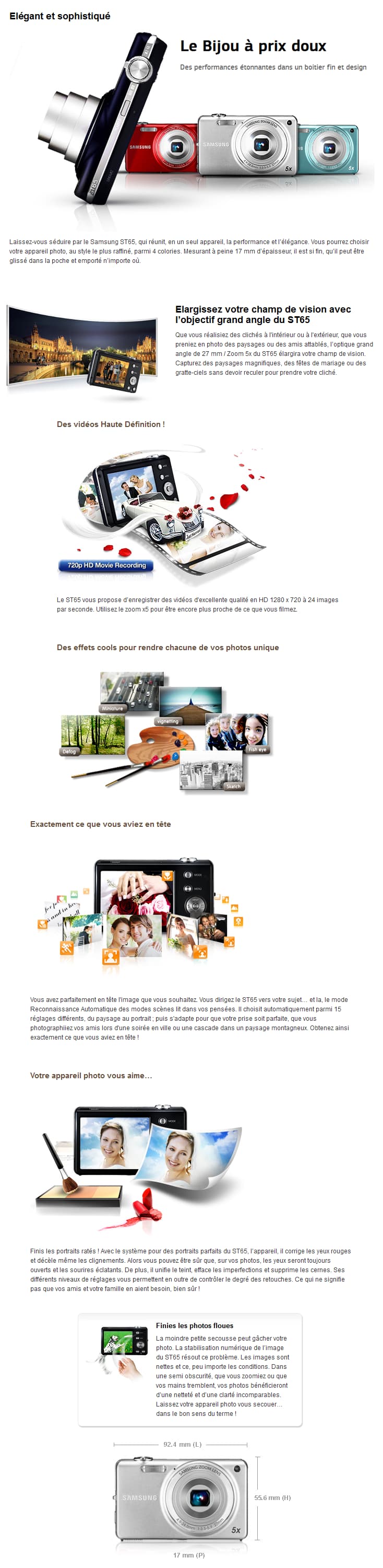 Appareil photo numérique Samsung ST65 - 14.2 MP/5x