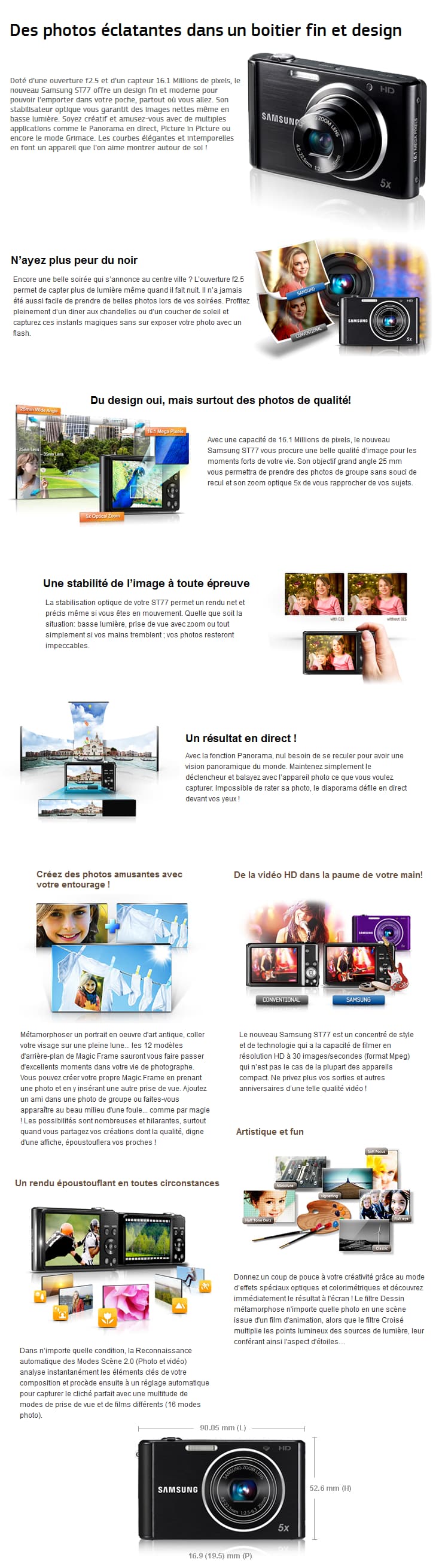 Appareil photo Samsung ST77 - 16MP/5X