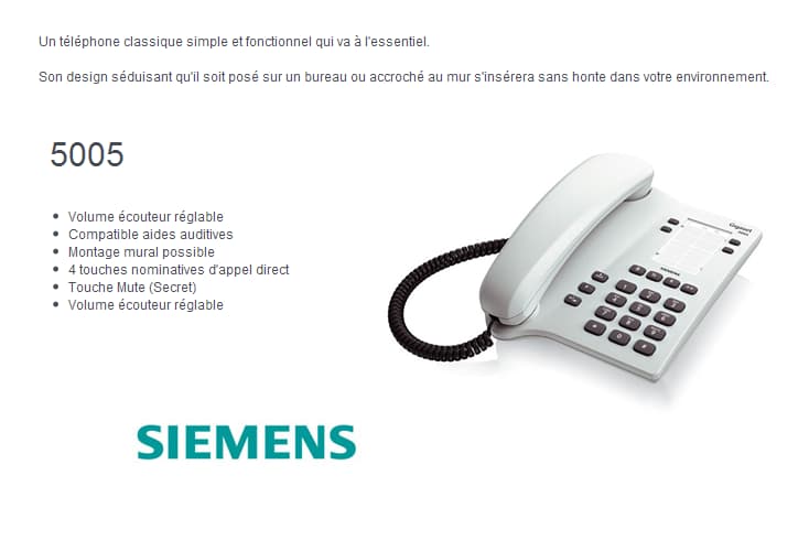 Siemens Euroset 5005 - Téléphone fixe filaire
