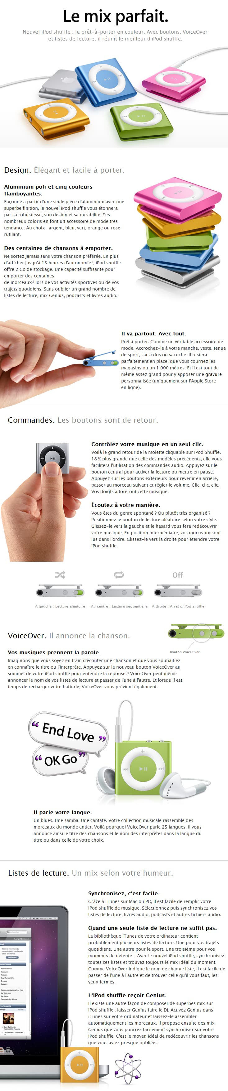 iPod shuffle 2 GB d'Apple (4ème génération)