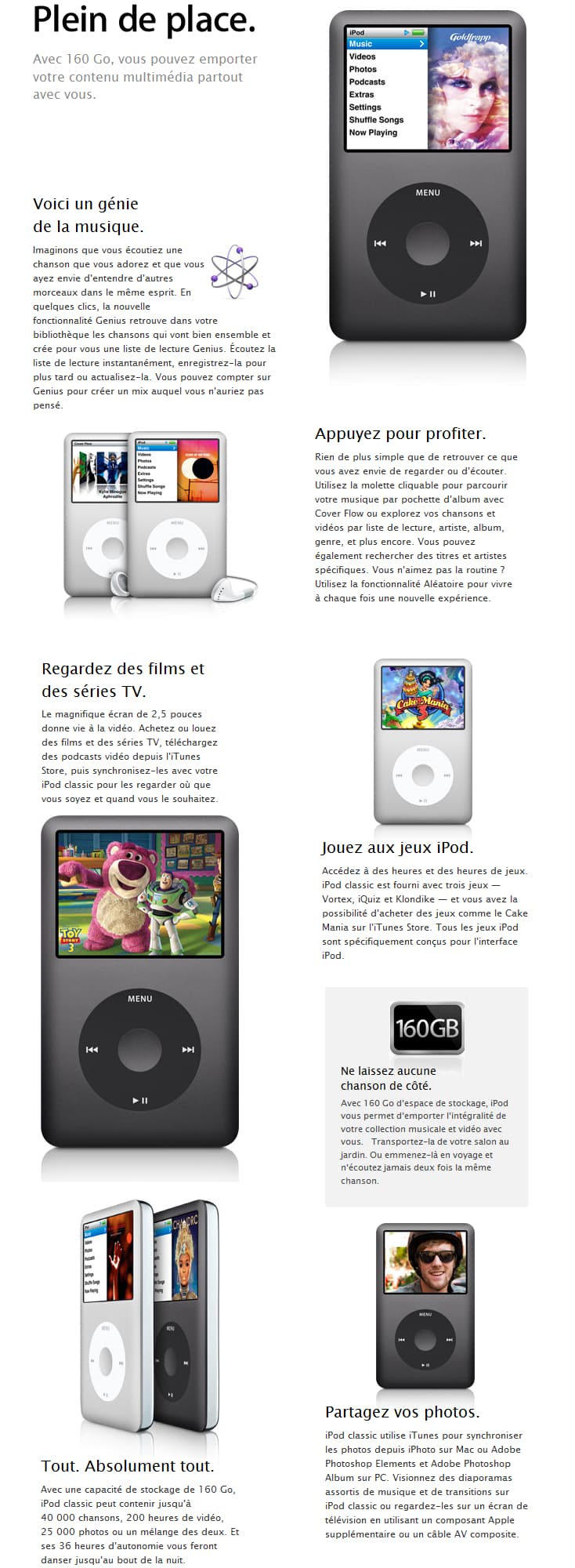 iPod classic 160GB d'Apple (6ème génération, noir)