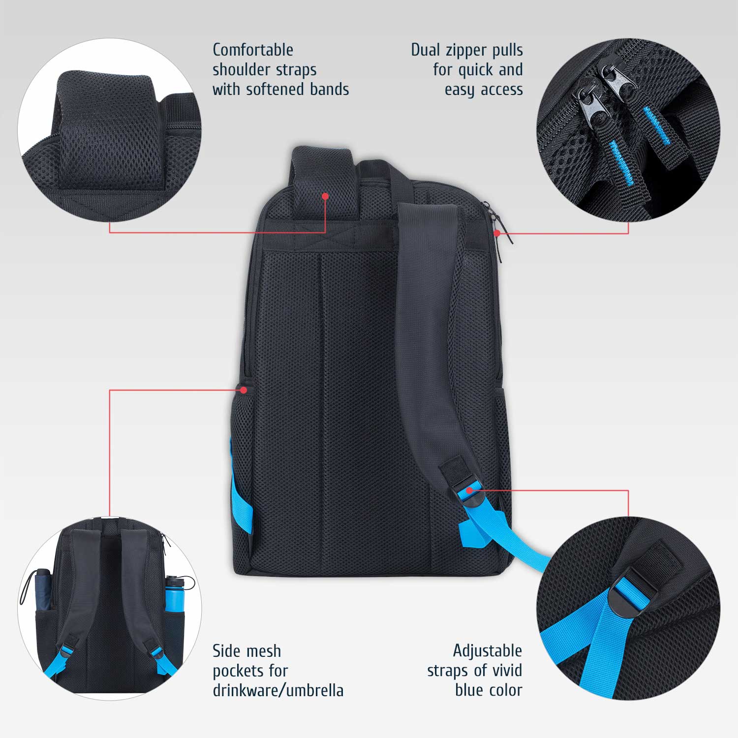 8067 black Full size Laptop backpack 15.6
