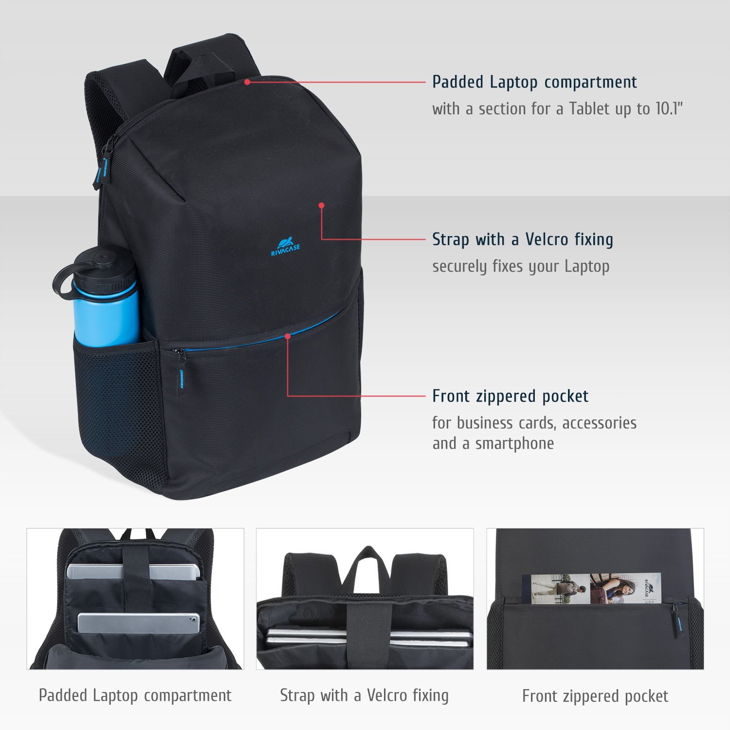8067 black Full size Laptop backpack 15.6
