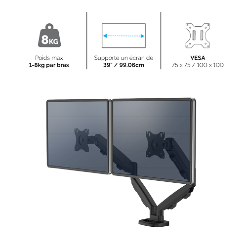 Bras porte-&eacute;crans double Eppa&trade;  - Noir