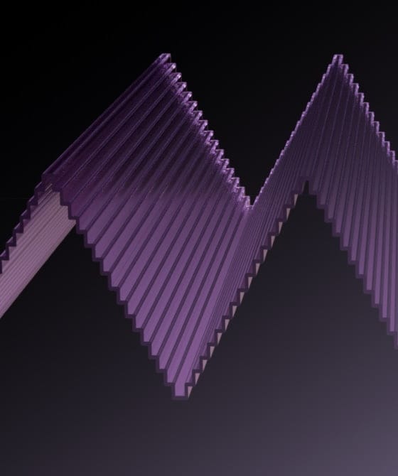 Une onde sonore 3D avec des fragments dans la forme d&rsquo;onde pour indiquer un son moins lisse.