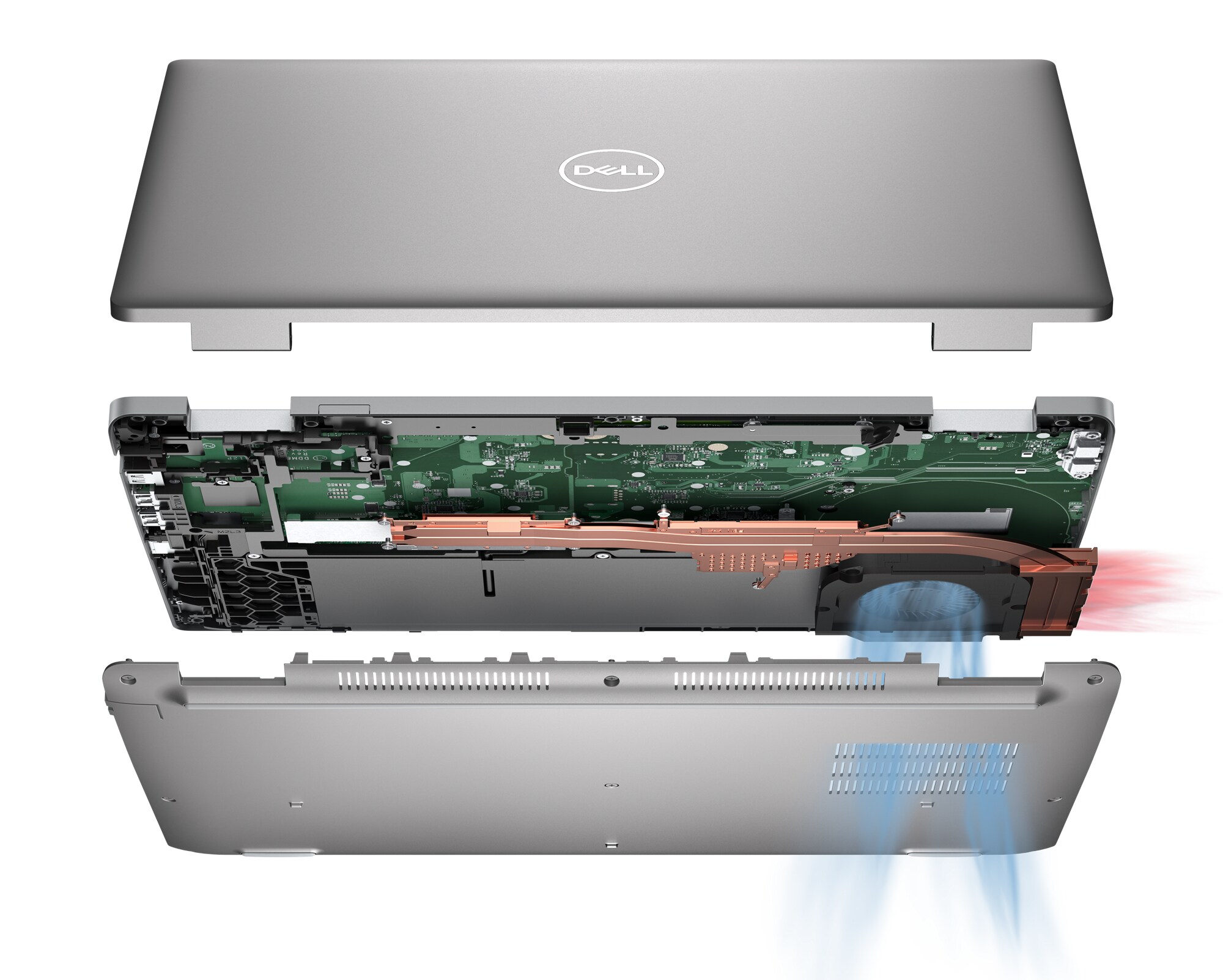 Image d&rsquo;un ordinateur portable&nbsp;Dell&nbsp;Latitude&nbsp;15&nbsp;5530 d&eacute;mont&eacute; illustrant l&rsquo;int&eacute;rieur du produit.
