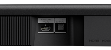 Gros plan montrant les entrées HDMI ARC et optique à l'arrière de la barre de son HT-S400