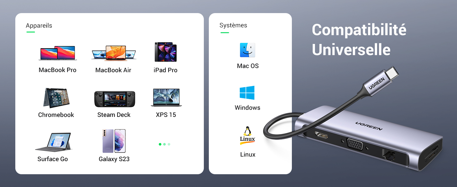 10 en 1 Hub USB C HDMI VGA Adaptateur USB C Ethernet Gigabit