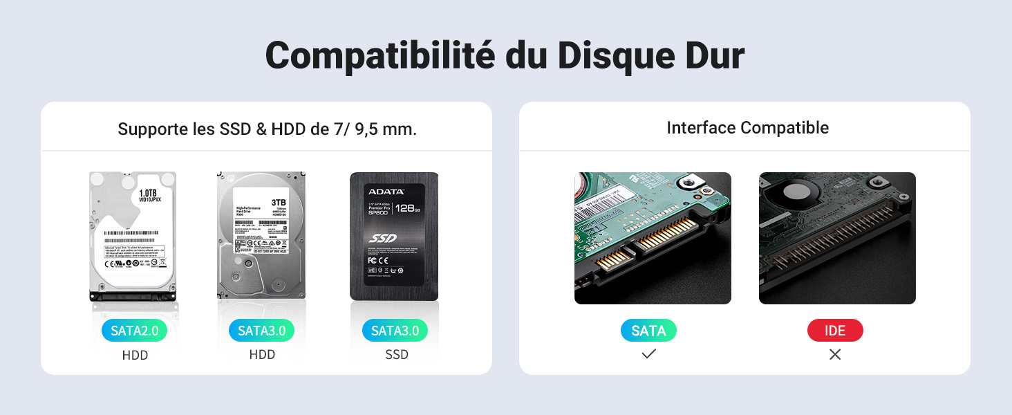 USB 3.0 Bo&icirc;tier Disque Dur 2,5'' SATA