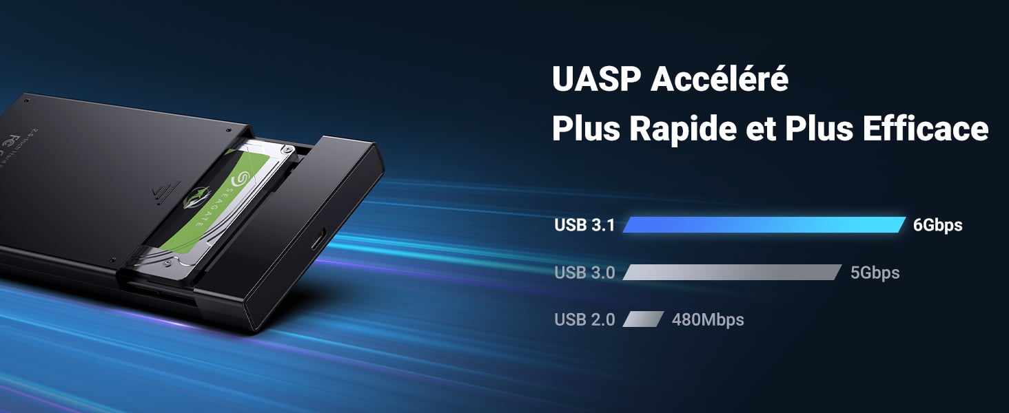 USB C Boîtier Externe 2,5 Pouces SATA