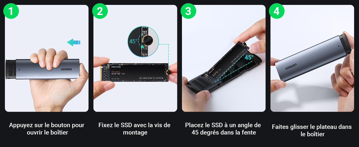 Bo&icirc;tier SSD M.2 NVME SATA
