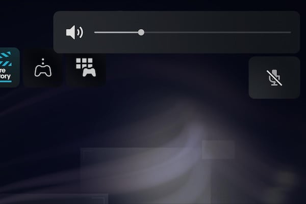 Capture d'écran des réglages d'un jeu dans le centre de contrôle PS5™ : niveau de volume et statut de la manette