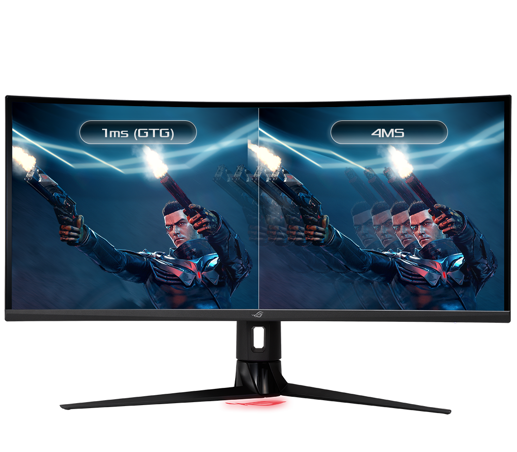 Comparaison entre l'utilisation d'un temps de r&eacute;ponse de 1 ms (GTG) et de 4 ms sur ROG Strix XG349C