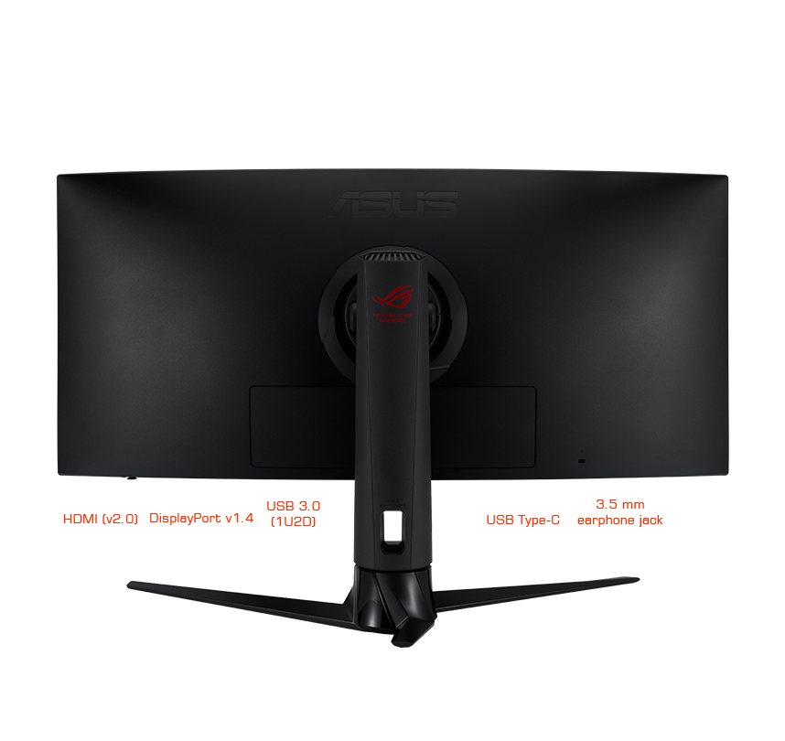 Vue arri&egrave;re du ROG Strix XG349C avec ports d'E/S