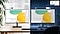 Deux &eacute;crans identiques et leurs supports sont dispos&eacute;s c&ocirc;te &agrave; c&ocirc;te sur un bureau, avec un clavier et une souris sur le bureau en face. L'&eacute;cran de gauche affiche une luminosit&eacute; &eacute;lev&eacute;e le jour, tandis que celui de droite affiche une luminosit&eacute; faible la nuit. Deux barres de niveau de luminosit&eacute;, situ&eacute;es au-dessus de chaque &eacute;cran, indiquent la luminosit&eacute; des &eacute;crans&nbsp;: l'indicateur est plac&eacute; &agrave; gauche pour un &eacute;cran clair et &agrave; droite pour un &eacute;cran plus sombre. Dans le coin sup&eacute;rieur droit de l'&eacute;cran figure le logo &laquo;&nbsp;Intelligent Eye Care&nbsp;&raquo; certifi&eacute; par T&Uuml;V Rheinland, avec l'adresse du site web &laquo;&nbsp;www.tuv.com&nbsp;&raquo; et le num&eacute;ro d'identification&nbsp;0217008574.
