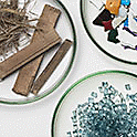 Image of a range of materials on glass plates
