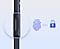 A side profile of the Galaxy smartphone is shown, with the fingerprint sensor enlarged and magnified. Right by the sensor, a fingerprint icon and an unlock icon are shown with a short dotted line between them.