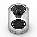 Image of the passive radiator and full-range speaker from the inside of the SRS-XB100 wireless speaker